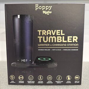 XO Poppy Hydro Travel Tumbler Warmer 11.5 Ounces & Phone Charging Station Black